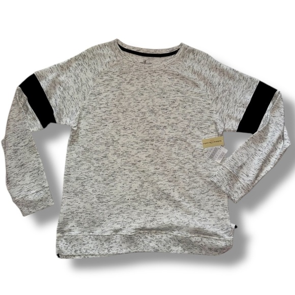 Bobbie Brooks NWT Sweatshirt Gray Heather Pullover Athleisure Arm Stripe Size L - Picture 5 of 16